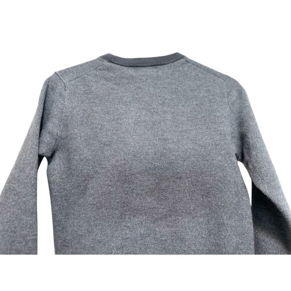 Merino Wool Baruffa Sweater Womens Medium Gray Crew Neck Italy Preppy Minimalist - Picture 7 of 10
